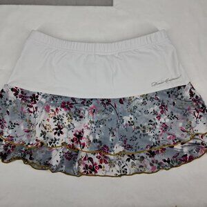 Denise Cronwall XSmall Tier Ruffle Skort Skirt Tennis Pickleball White Floral
